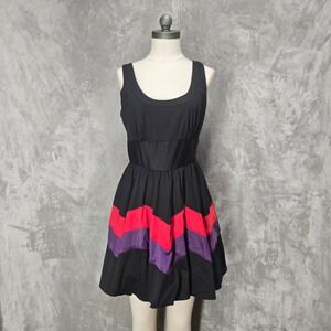 Forever 21 Twist Cirque 21 Chevron Dress Size L Sinched Fit Flare Party Cocktail